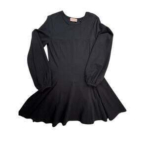 Cureté Black Fit & Flare Ponte Bishop Sleeve Made USA Elegant Dress Size 10